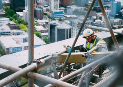 man doing welding on outdoors