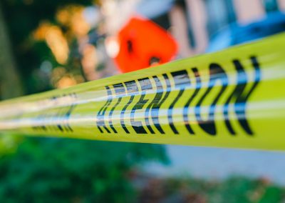 A close up of a yellow caution tape